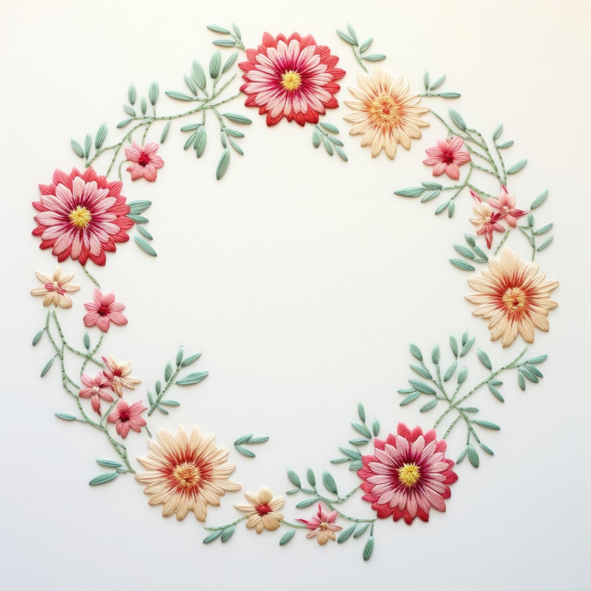 Grande cerchio ricamato con pattern floreale